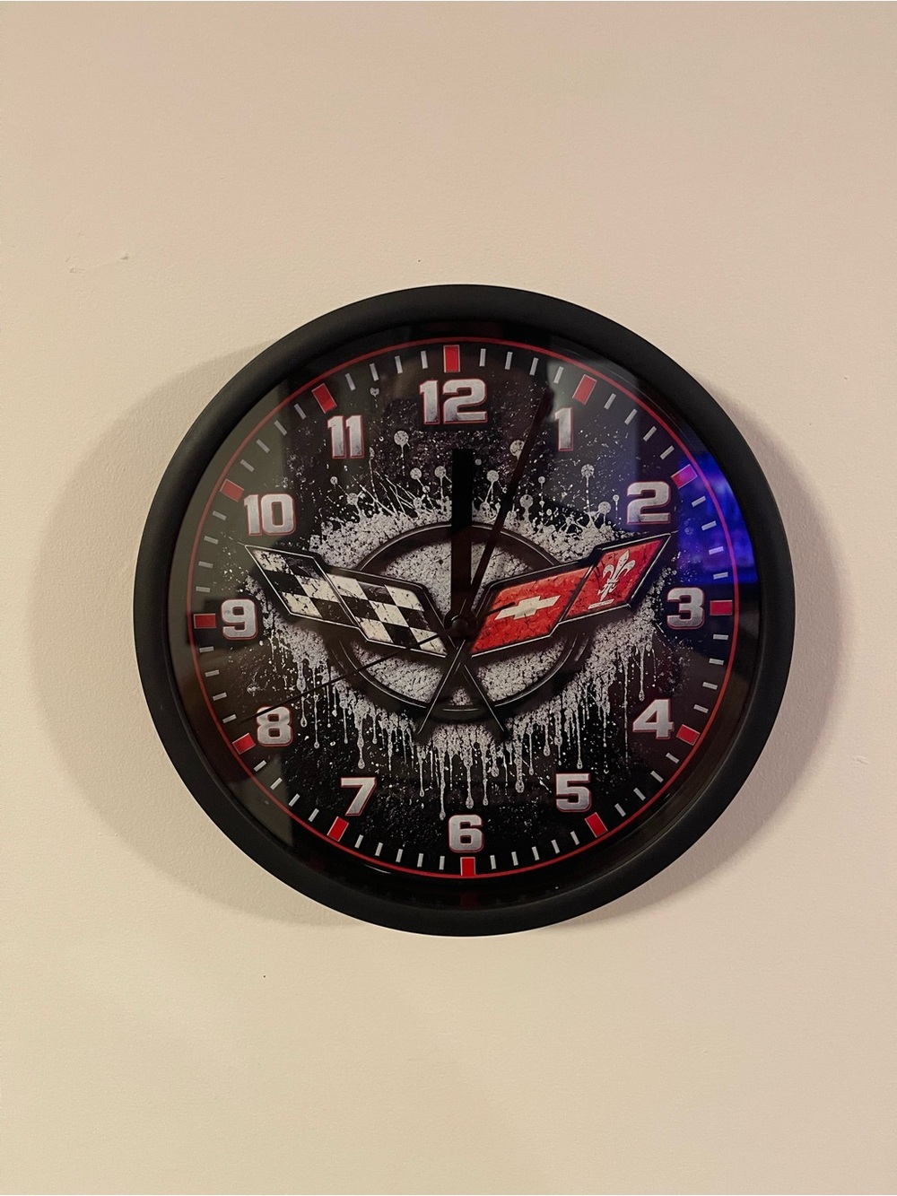 Black and Red Racing Emblem Wall Clock - Chevrolet-Inspired